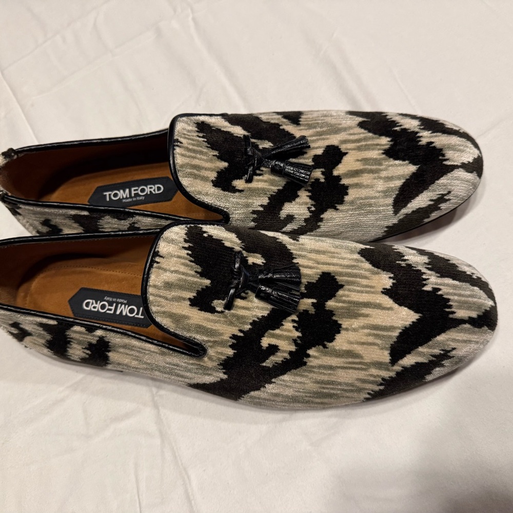 Tom Ford Black and Cream Patterned Men's Loafers